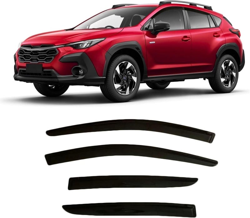 Optimal Co 2024-2026 Tape-On Side Window Deflector Visors for Subaru Crosstrek & for Subaru Impreza Smoke Tinted Rain Guards Base Premium Sport Limited RS 2025 - Image 1